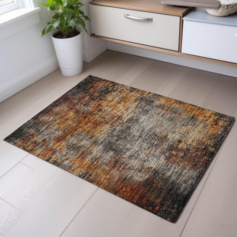 Premium Machine Washable Goulven AMF1210 Abstract Rug, Rectangle 1 pi 8 po x 2 pi 6 po