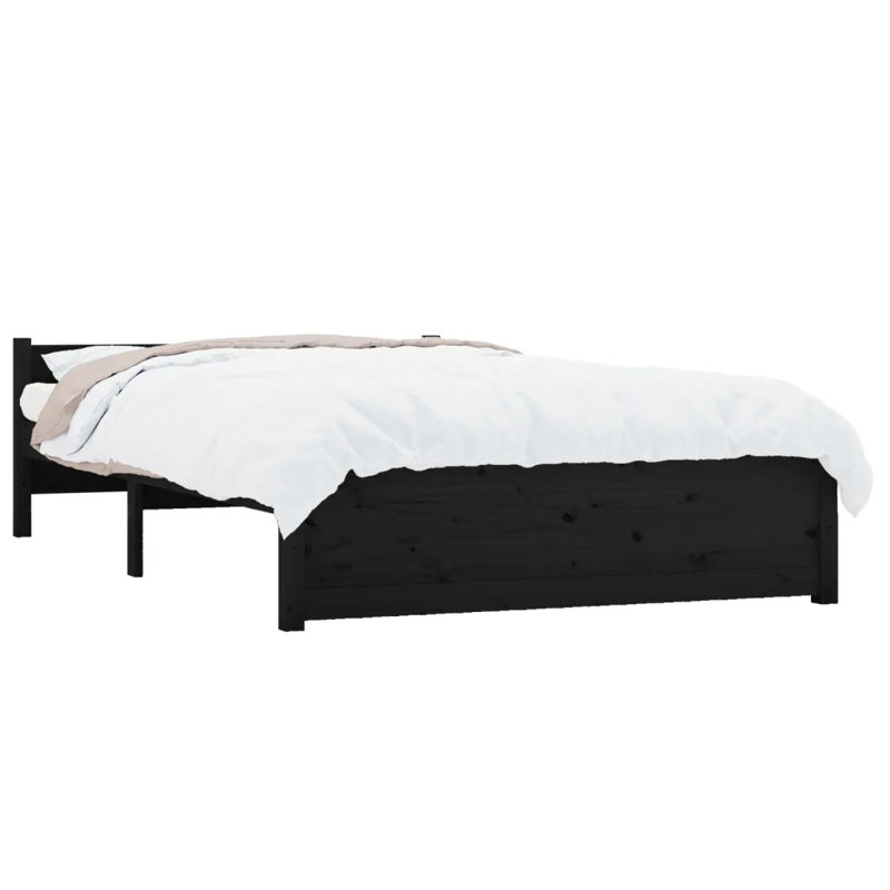 Bed Frame Solid Wood, Black, Double (4'6)