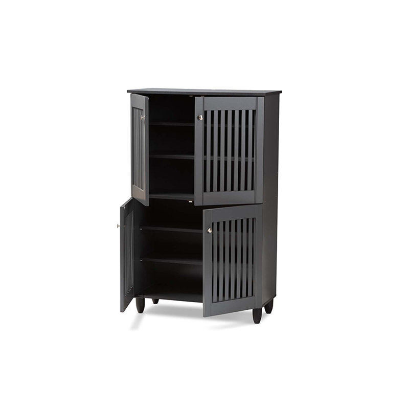 Dariell 18 Pair Shoe Storage Cabinet, Dark Gray