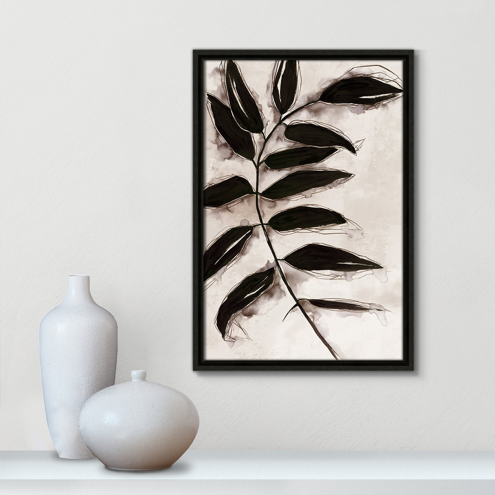Leaves II by Eva Watts, 19.5" H x 13.5" W x 2" D, Espresso Framed