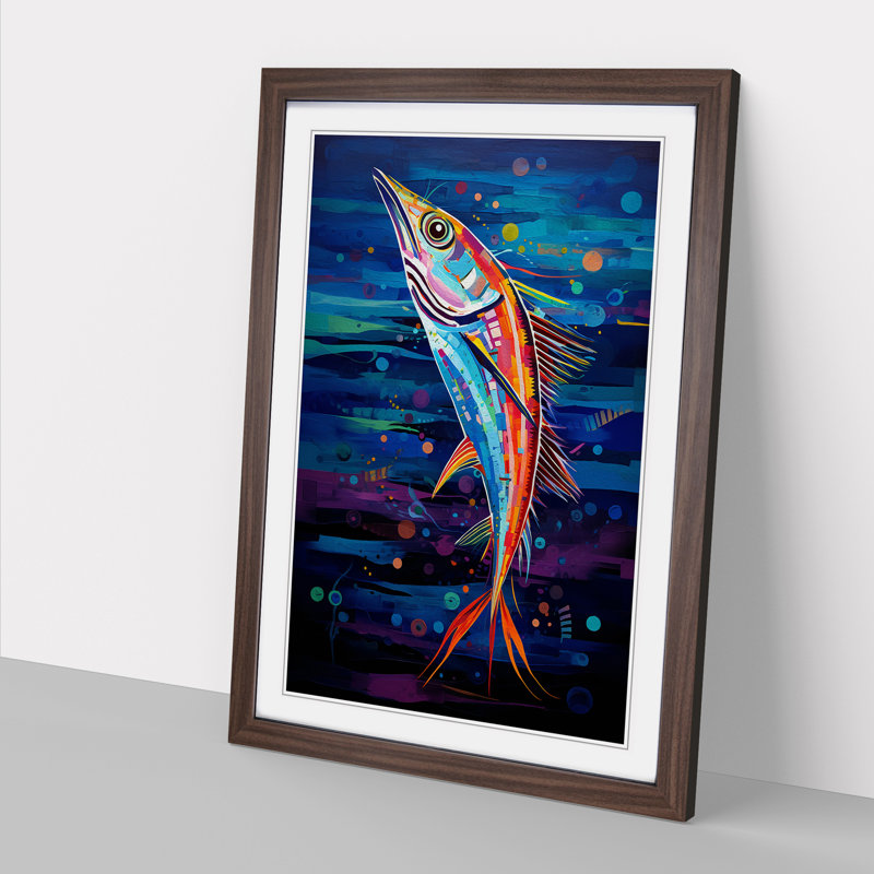 Fish Orphism - Framed Print, 34cm H x 25cm W x 2cm D, Walnut