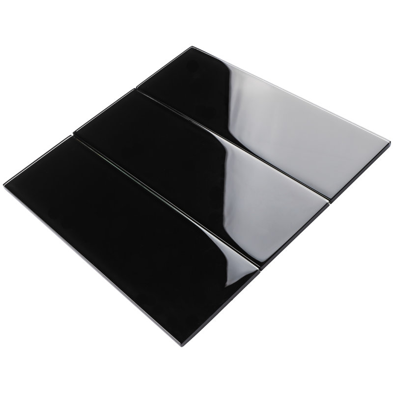 Carreau de mosaïque en verre Crystile 4 po x 12 po, Noir
