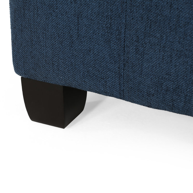 Repose-pieds capitonné avec rangement Francisville, Polyester bleu marine