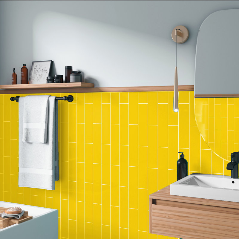 Urban Domain 3'' W x 12'' L Ceramic Subway Singular Tile, Yellow
