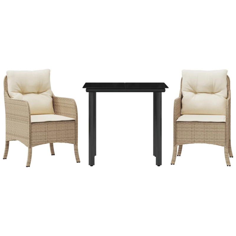 Ensemble repas avec coussins en rotin Vidaxl, Crème/beige, H 29,1 po x l 31,5 po x P 31,5 po, 2