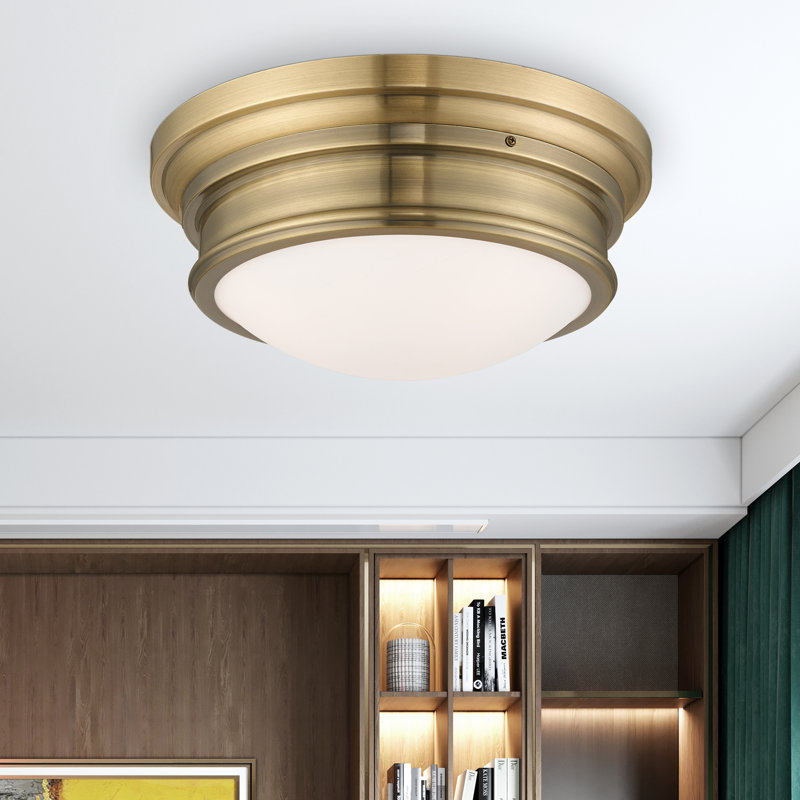 Plafonnier encastré 3 lumières Astor, Laiton antique