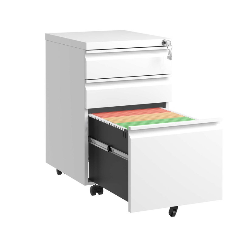 File Cabinet, White File Cabinet, Metal File Cabinet, With 3 Drawer, White