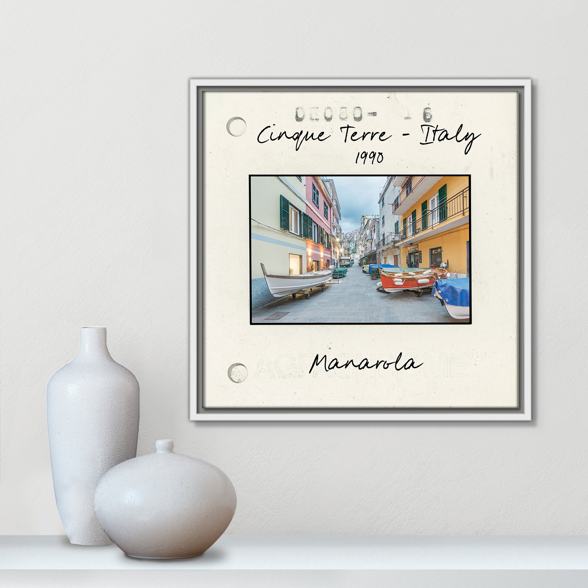 Cinque Terre, Italy - Manarola Print by Danita Delmont, White Floater Framed Canvas, 17.5" H x 17.5" W x 2" D