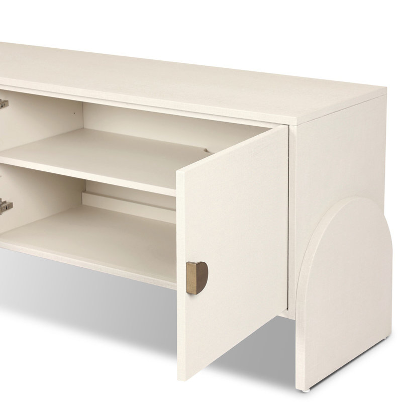Cressida Media Console-Ivory Painted Linen, Ivory Painted Linen