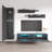 85" Modern Floating Wall Mounted Entertainment Center with 16-Color LED Lighting, High Gloss Finish-1838915715