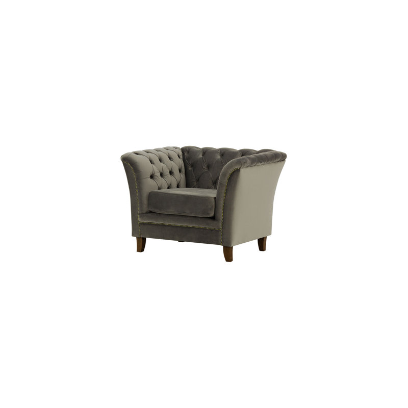 Milana Velvet Armchair, Dark Grey, Dark Oak