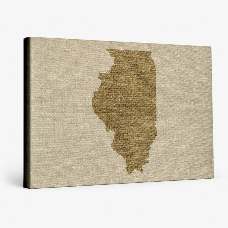 Illinois State Silhouette - Paysage, art mural sur toile, 20" W x 16" H