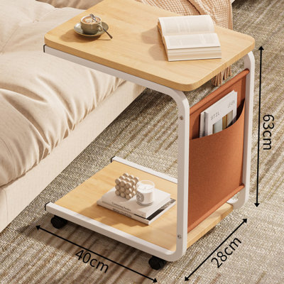 Square Shelf Storage Wheels Coffee Side Table