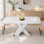 Table de salle à manger rectangulaire, extensible, plateau de table + pied de table en MDF en X avec base en métal