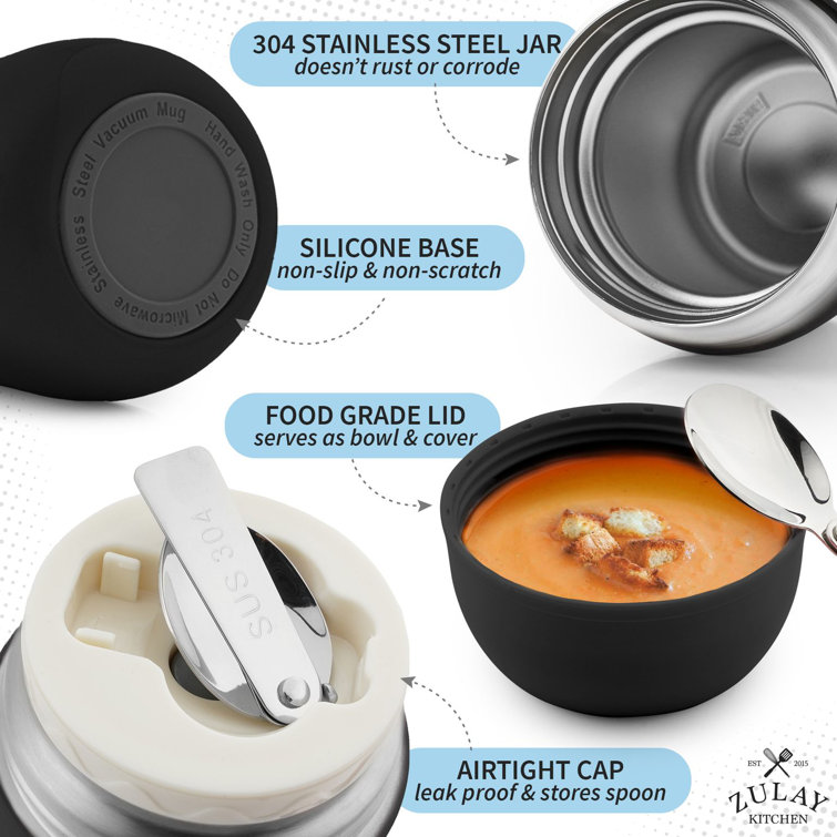 Stainless Steel Food Soup Cup - 16oz (approx. 480ml) Vacuum Soup Container,  Stainless Steel Lunch Cup, Suitable For Kids And Adults, Leak-proof Food  Jar, With Folding Spoon, Suitable For Cold And Hot