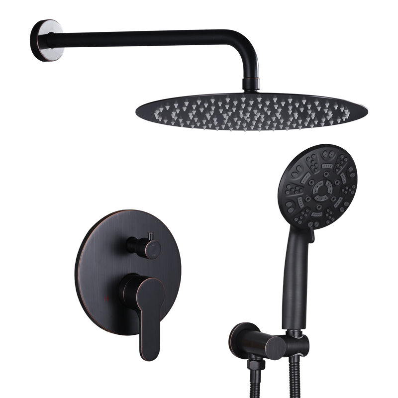 9-Spray Patterns With 1.8 Gpm 12 In. Wall Mount Shower System With Two Showerhead, Polished Chrome