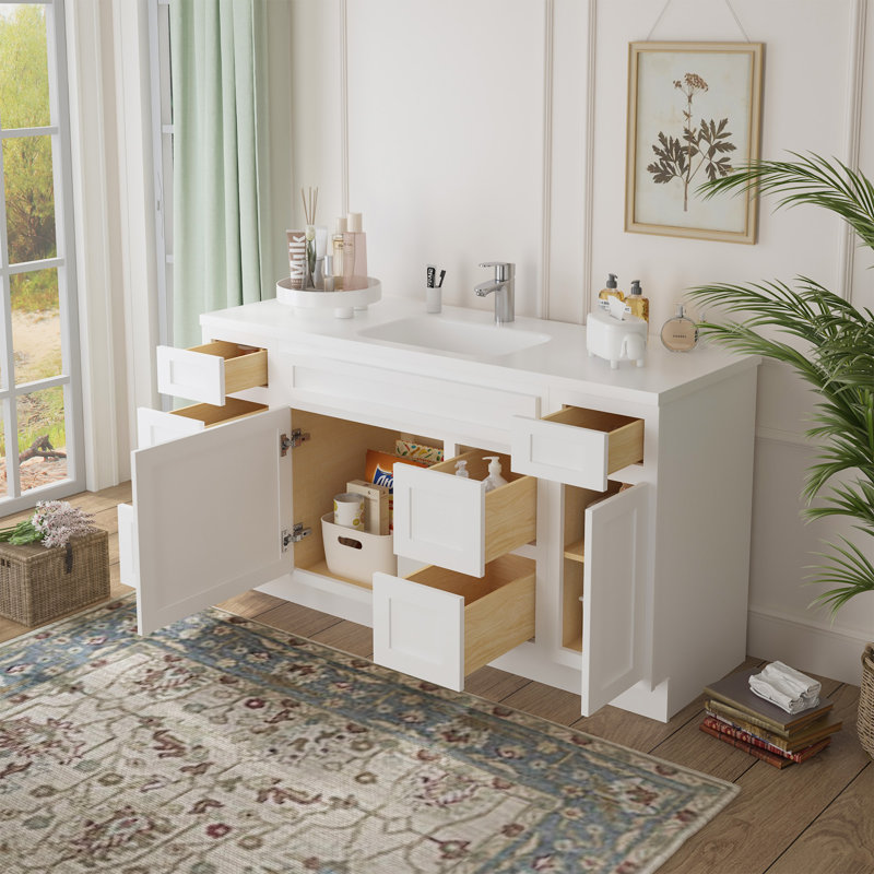 Base de meuble-lavabo simple 60 po seulement, Blanc