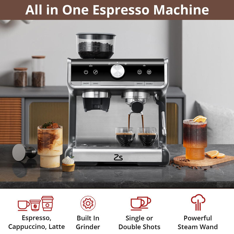 20 Bar Automatic Espresso Coffee Maker With Milk Frother For Home Barista