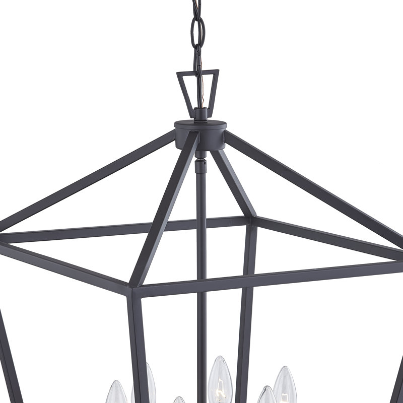 Luminaire suspendu en métal durable à 6 lumières Dobson, Noir, H 24 po x l 16 po x P 16 po