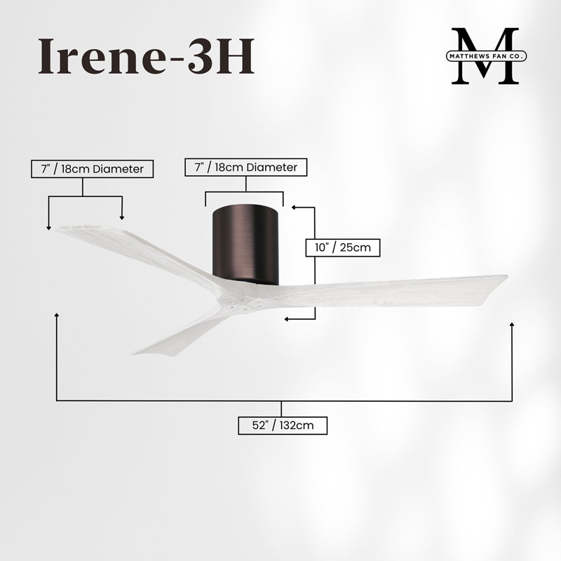 Irene Ceiling Fan, Matte White, Brushed Bronze, 52"