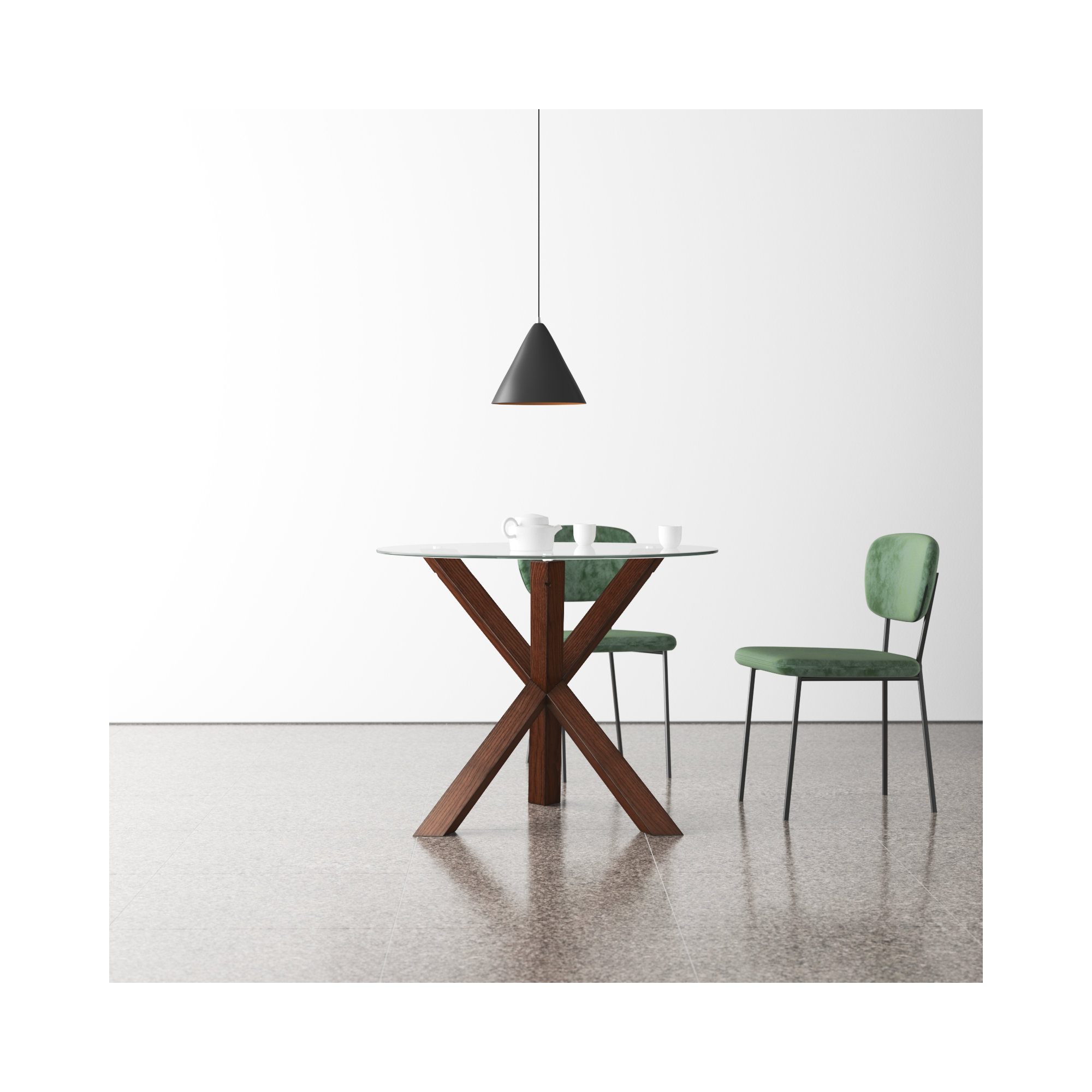 Barnett Round Dining Table, 30" H x 37.4" W x 37.4" L, Walnut