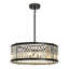Lustre tambour en cristal noir à 6 lumières à intensité variable de 23,6 po Shoshoni Certifié ETL