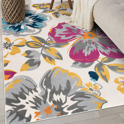 Reber Floral Pink/Yellow/Cream Area Rug