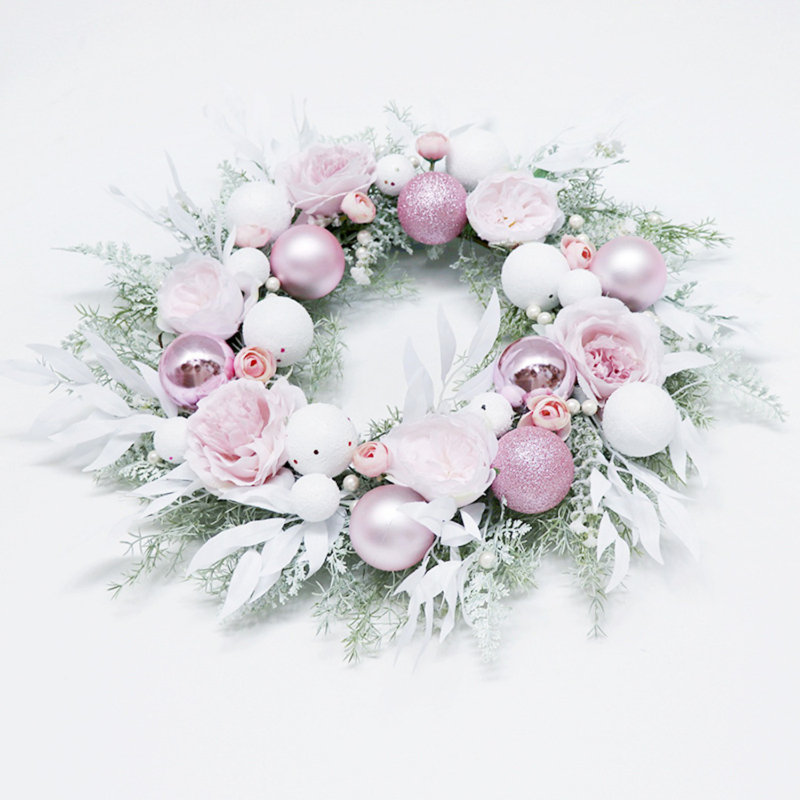 21.65" Christmas Wreaths For Front Door, Artificial Christmas Wreath Decoration, Winter Wreaths For Indoor Outdoor Home Decor