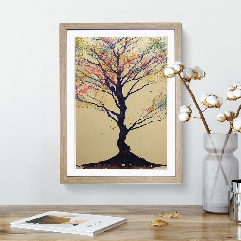 Pastel Tree - Wall Art, 66cm H x 48cm W, Oak Framed, No Matte