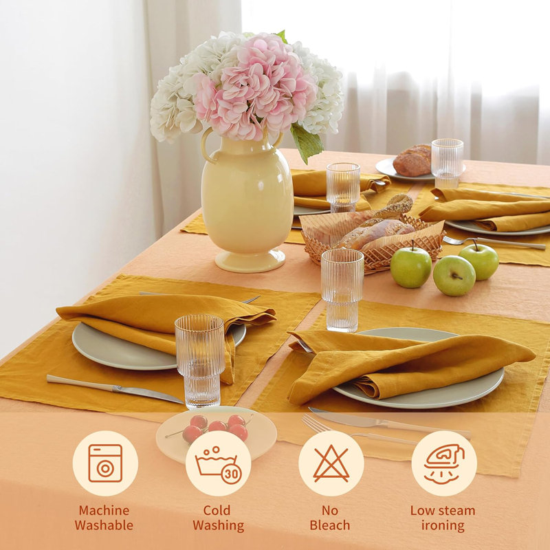 Nappe 100% lin français, L 60 po x L 120 po, Orange