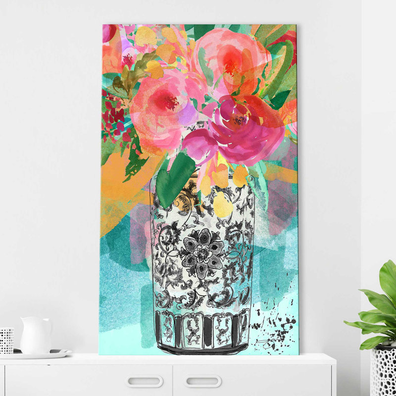 Vase coloré coloré (vertical) par By Jodi - impression, H 30 po x l 18 po x P 1 po, Toile tendue