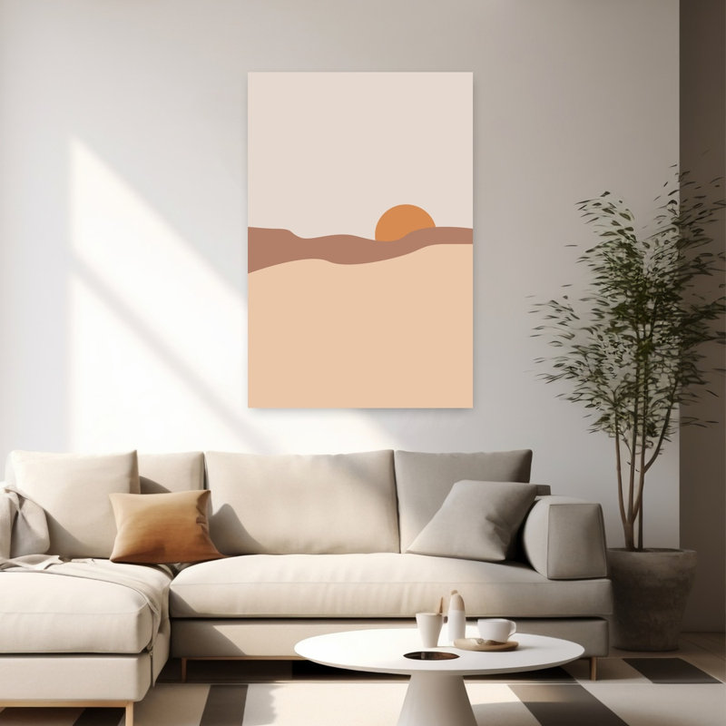 «Serene Desert Sunset», art moderne minimaliste, paysage naturel, H 60 po x l 40 po