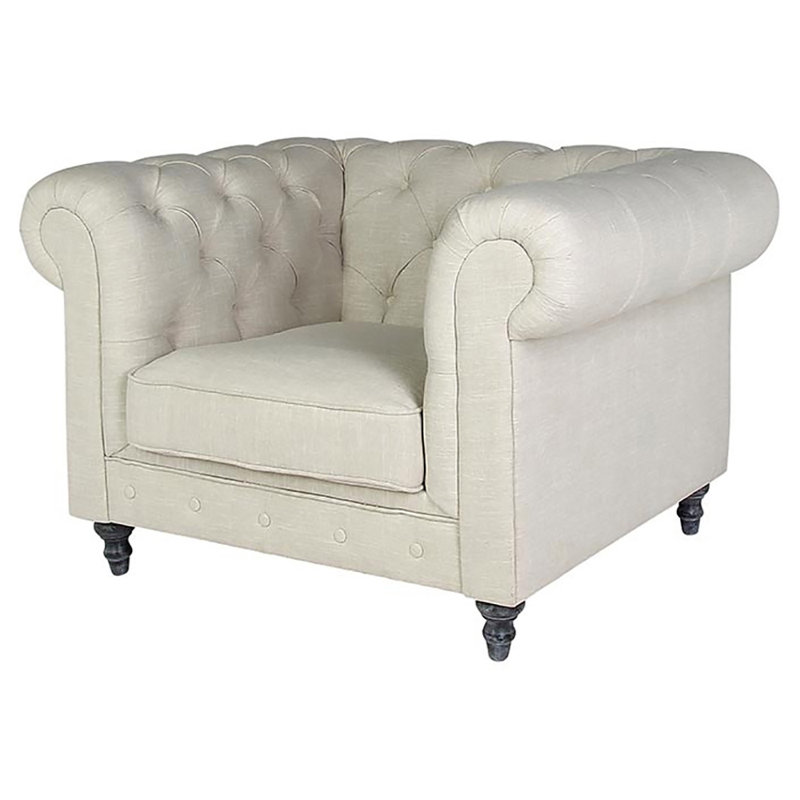 Milan 50'' Wide Tufted Linen Chesterfield Chair