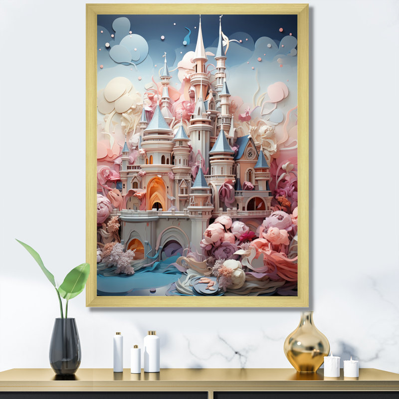 «Castles Whimsical Wonder Pastel III», reproduction sur toile, H 20 po x l 12 po x P 1 po, Encadrement doré