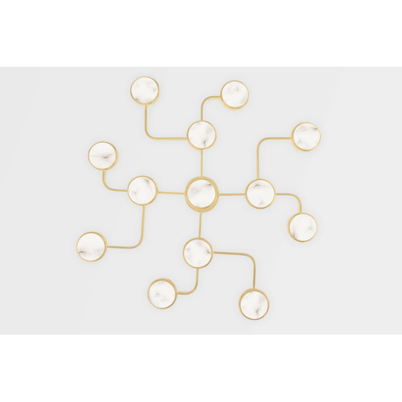 Meander 13 Light LED Chandelier, Aged Brass