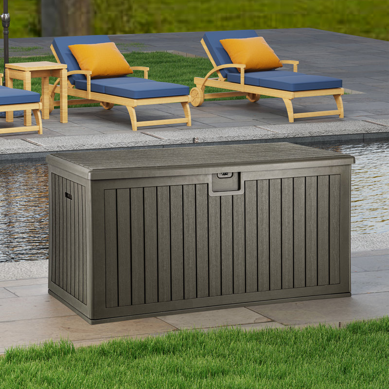 Balconera 230 Gallons Water Resistant Deck Box With Flexible Divide, Gray