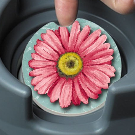 Stoneware Round 2 Piece Car Coaster Set