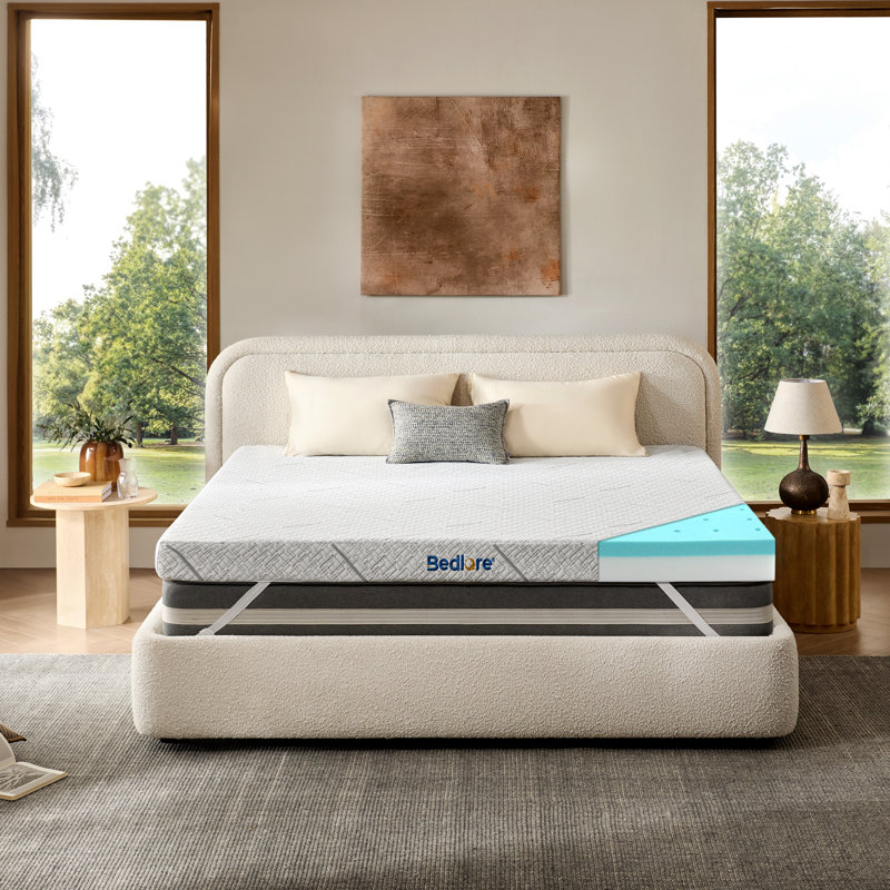 BEDLORE® 3'' Gel Memory Foam Mattress Topper with Cover, Medium-firm Mattress Addition with Breathable ＆ Washable Cover, Soften Mattress That Too Firm, for Back Pain Relief