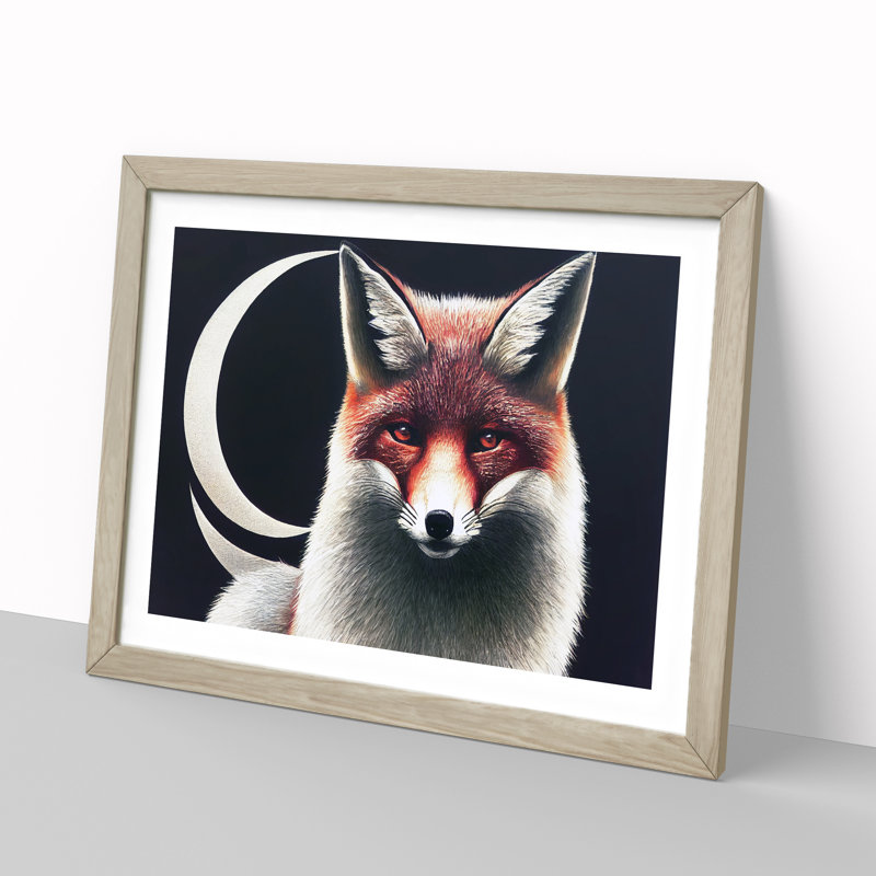 Victorious Fox - Framed Print, 25cm H x 34cm W x 2cm D, Oak