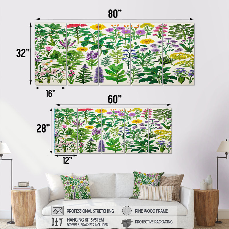 Vernice - Fleurs murales 5 pièces, H 28 po x l 60 po