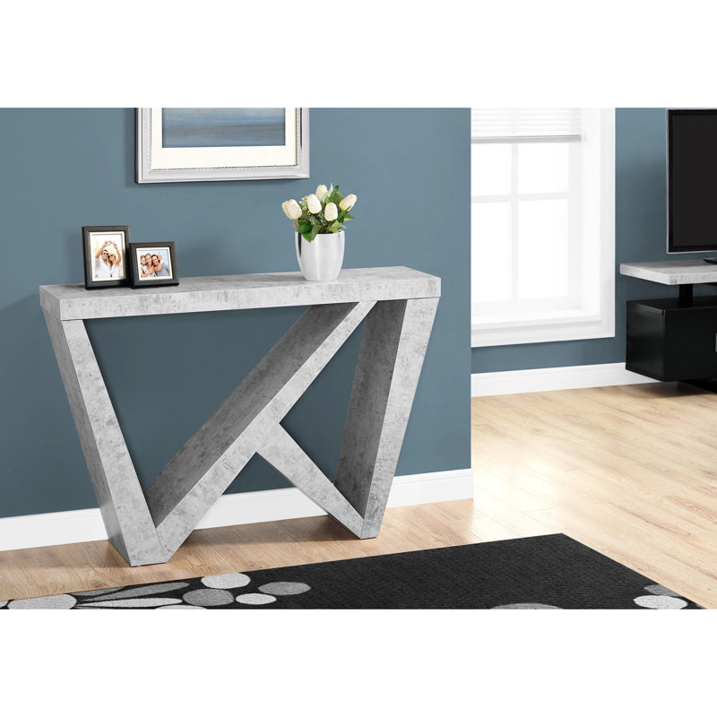 Table de salon contemporaine - Fabrication robuste avec console étroite moderne en stratifié gris avec panneau de finition pour l'entrée, le couloir