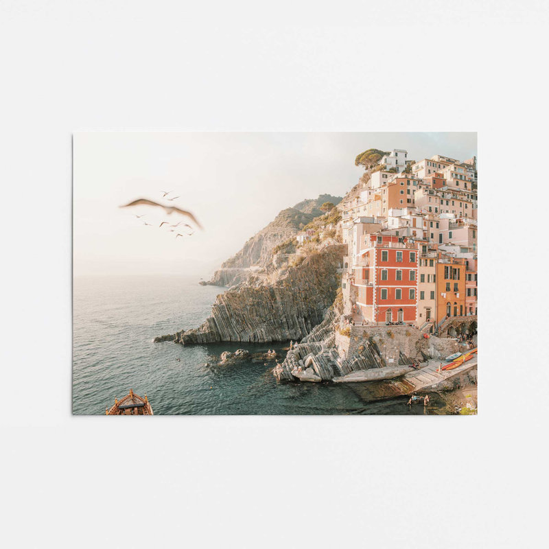 Village par les falaises II, reproduction, Papier, H 16 po x l 20 po x P 0,1 po