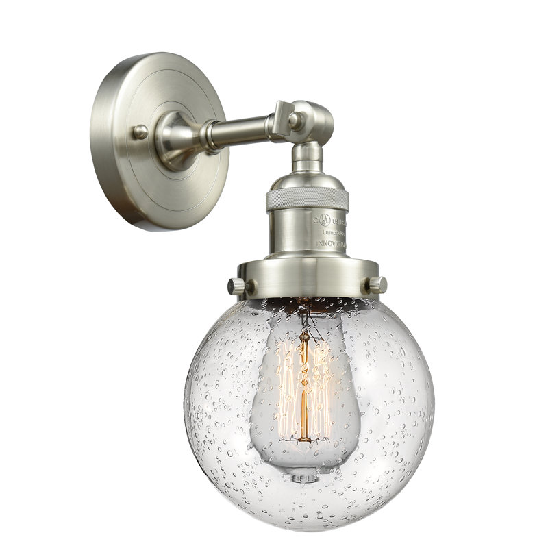 Clementina Dimmable Bath Sconce, 6 Watt Vinage LED Bulb, Seedy, Brushed Satin Nickel