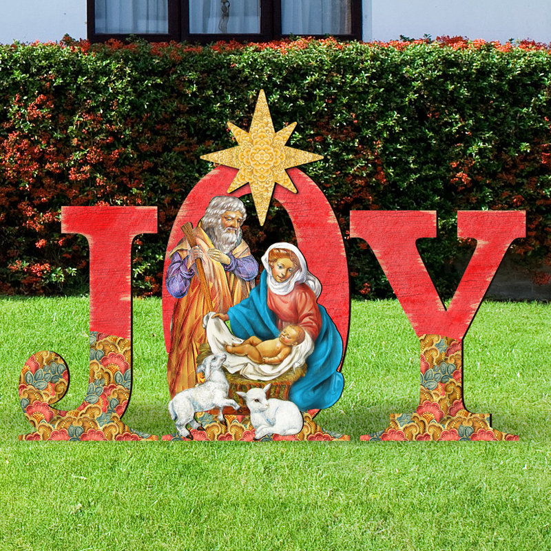 Joy Nativity Yard Lawn Art