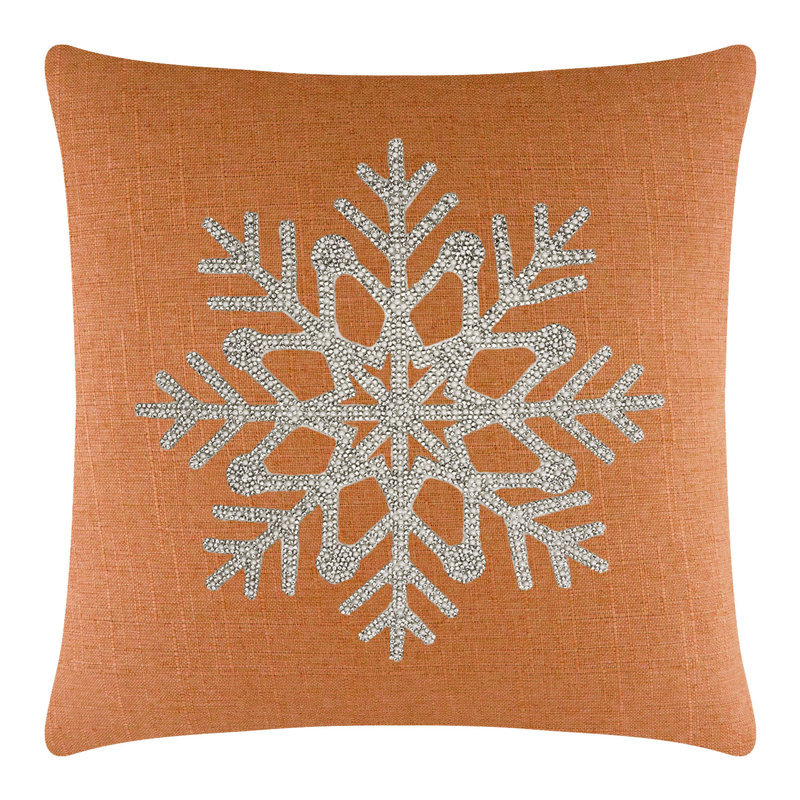Coussin Sparkles Home | Motif strass | Faux perles | Rempli de plumes | Tailles personnalisées, 16 po x 16 po, Orange