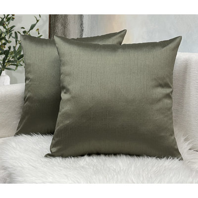 Faux Silk Euro Pillow Shams 24x24 inch, Sage (Set of 2)
