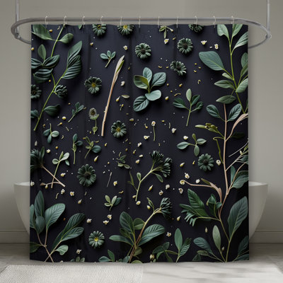 Greenery Shower Curtain - Floral Bathroom Decor Minimalist