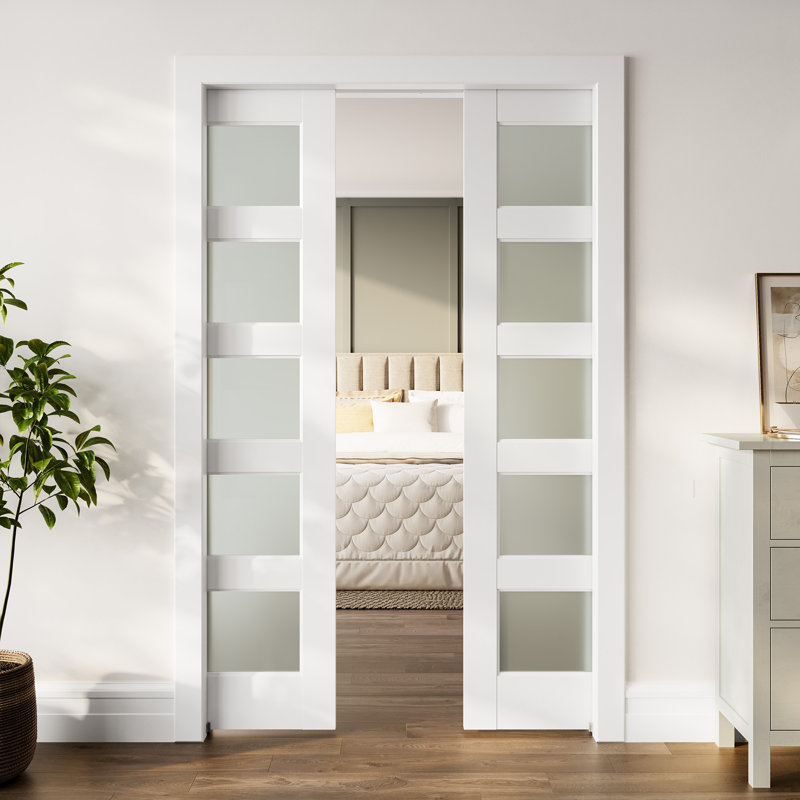 Portes coulissantes en verre givré 5-Lite, 60 po x 80 po