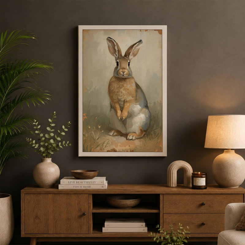 Watchful Hare Boho - Wrapped Canvas, 18x12 - 45.7 x 30.5 cm, White Border
