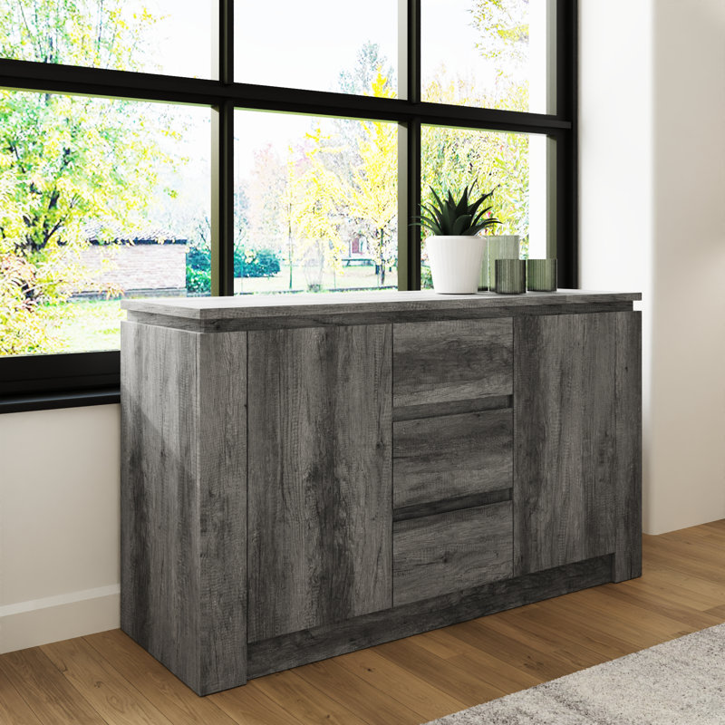 Allred 119 Cm Wide 3 Drawer Sideboard, Charcoal Grey